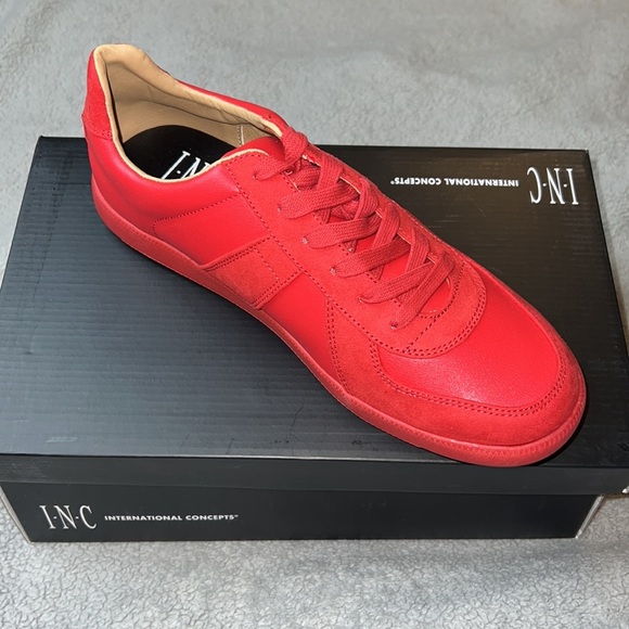 INC International Concepts Mens Court Red Harlan Preppy Casual Sneakers - Picture 3 of 11